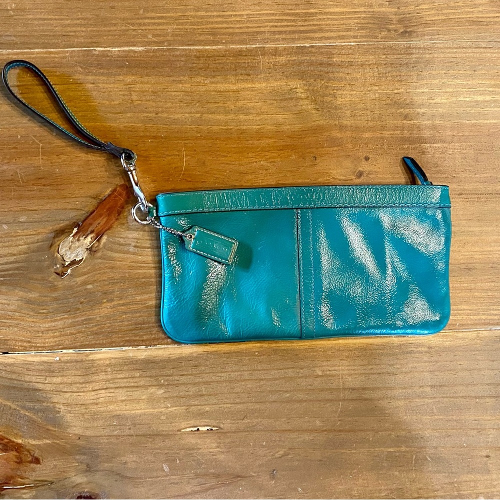 Turquoise Coach Wristlet